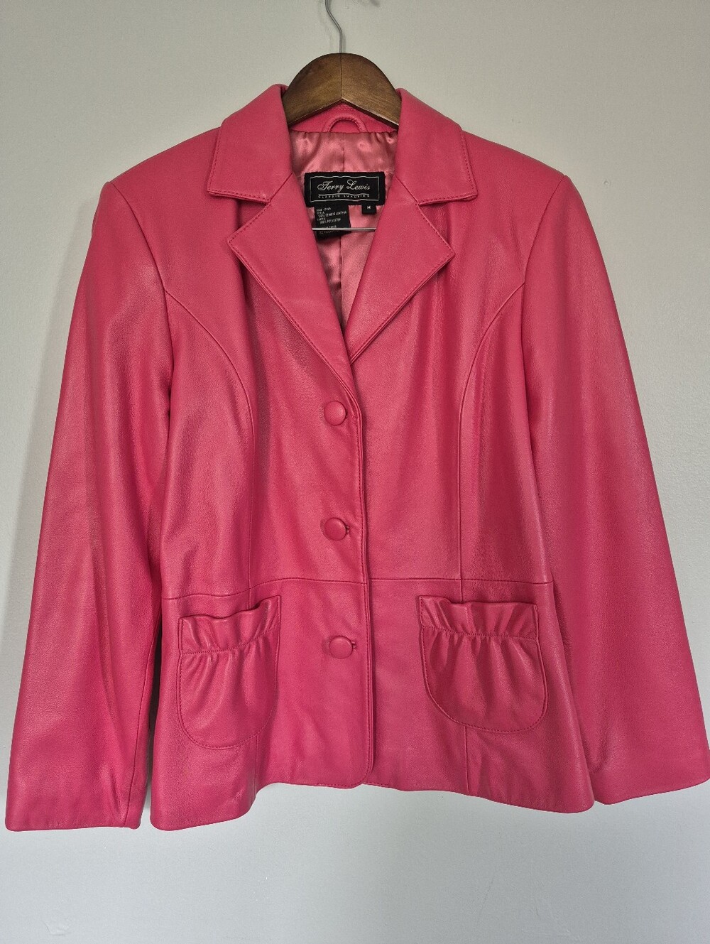 Terry Lewis Classic Luxuries Soft Pink Leather Blazer Jacket Medium
